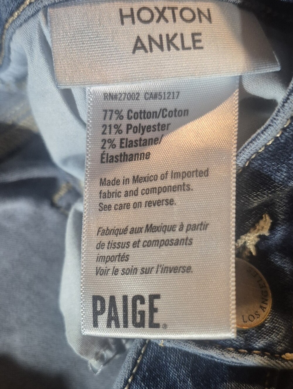 PAIGE Blue Skinny Faded Jeans. Hoxton Ankle Jeans. Super Soft Stretch. - Picture 3 of 7